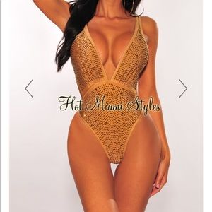 Unworn Rhinestone One Piece Swimsuit